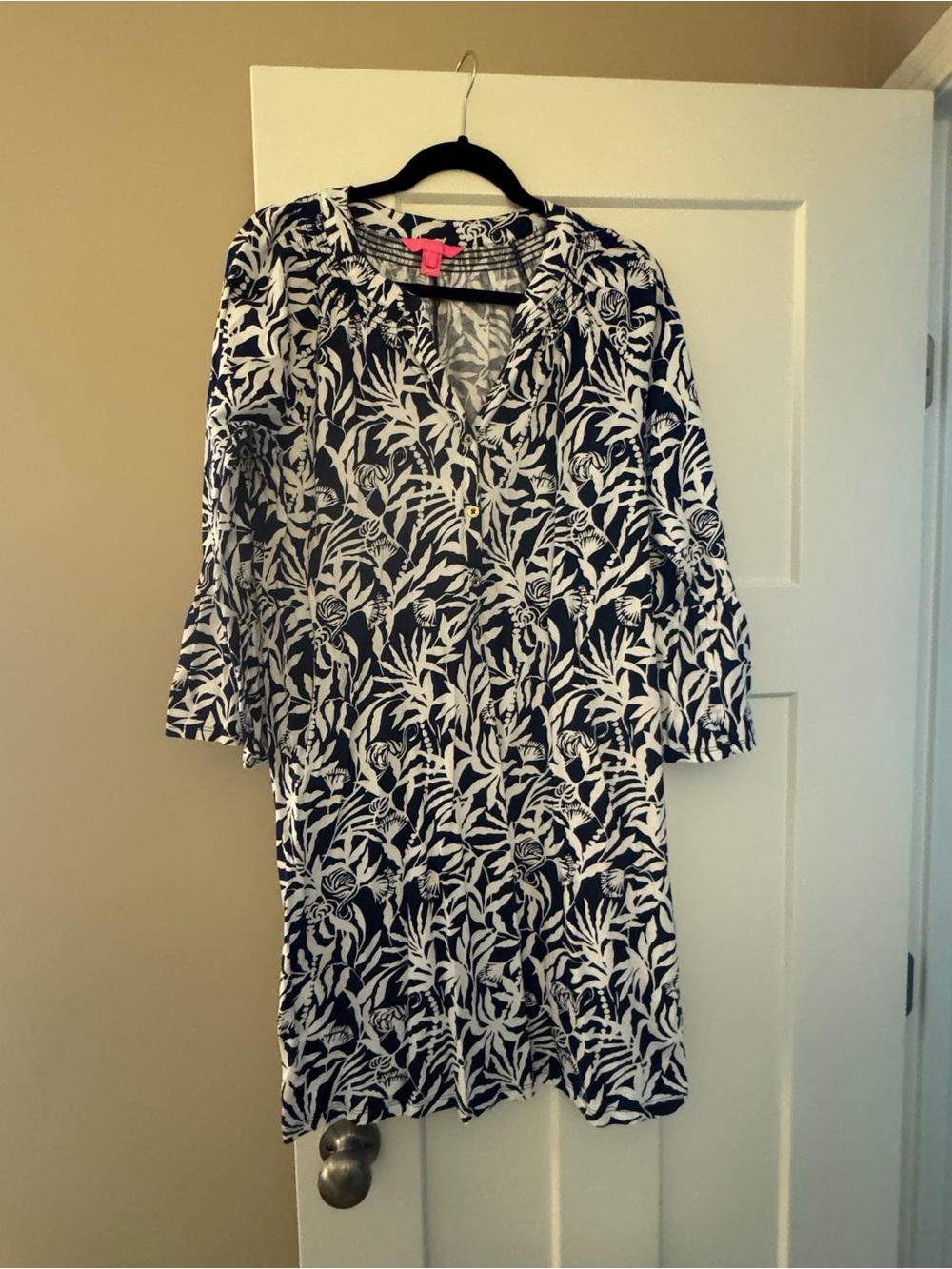 Lilly Pulitzer Navy and White Floral Norris Tunic Dress